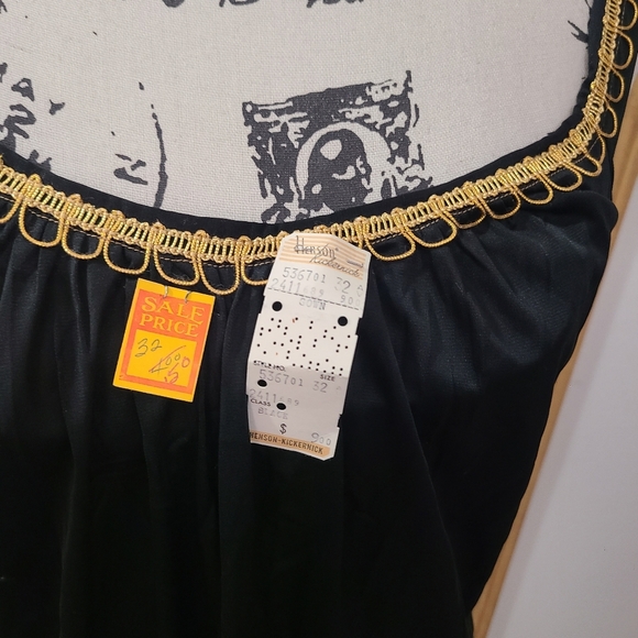 NWT Vintage Henson Kickernick 1960s Nightgown Slip Gold Trim Lingerie - Picture 2 of 6